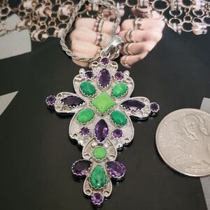 Elegant Sterling Silver Pendant with Pixie and Amethyst Stones